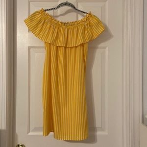 Summery Off-the-Shoulder Yellow Striped Primark Dress